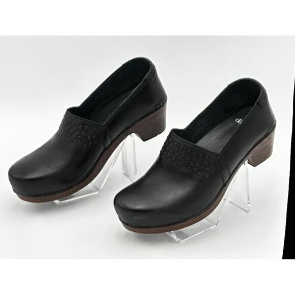 Dansko Womens Black Leather Clogs With‎ Stud Detail & Wood Heel Size 11.5 - Picture 2 of 7